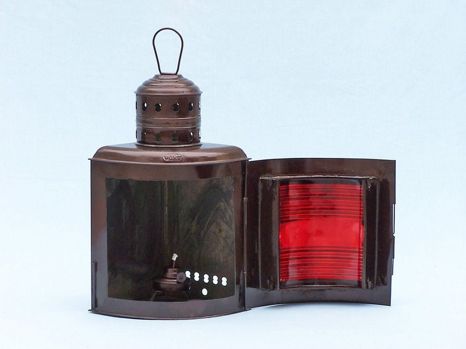 Antique Copper Port and Starboard Oil Lamp 17"