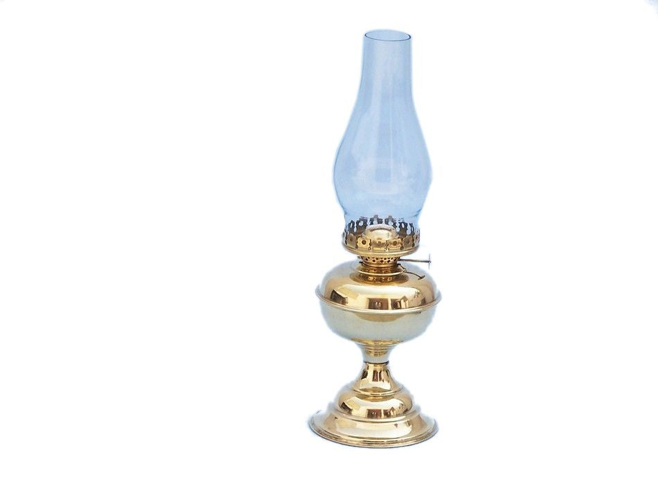 Solid Brass Table Oil Lamp 17"