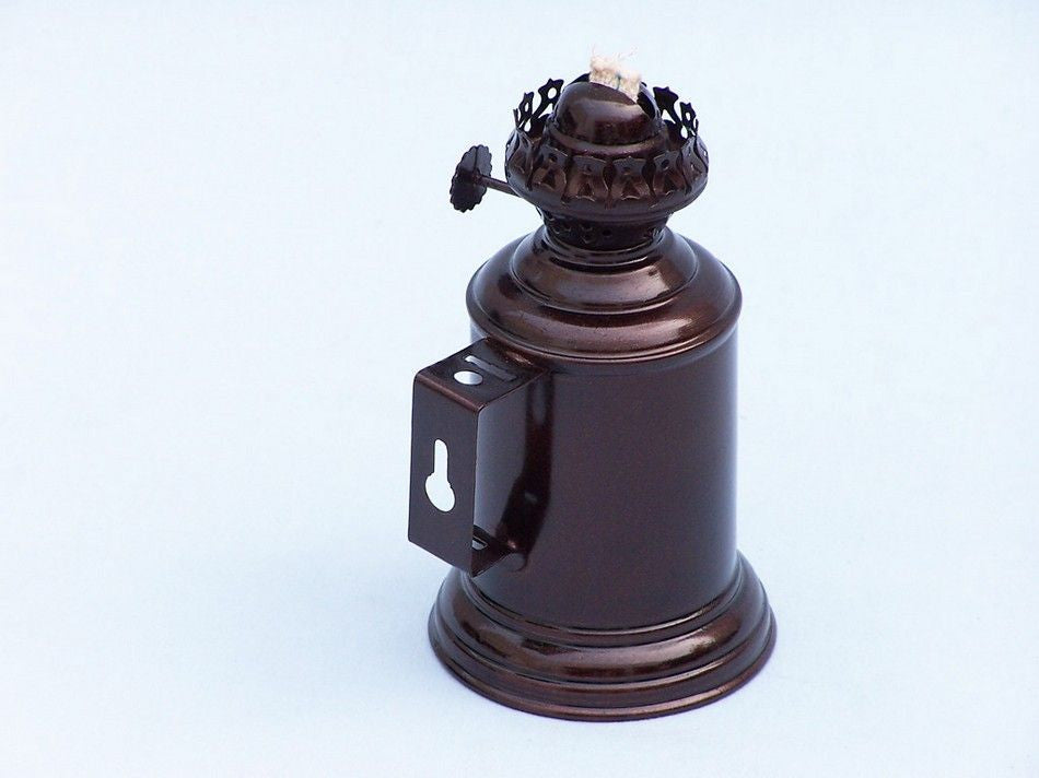 Antique Copper Tavern Oil Lamp 10"