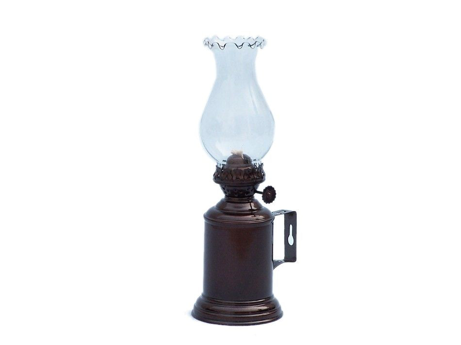 Antique Copper Tavern Oil Lamp 10"