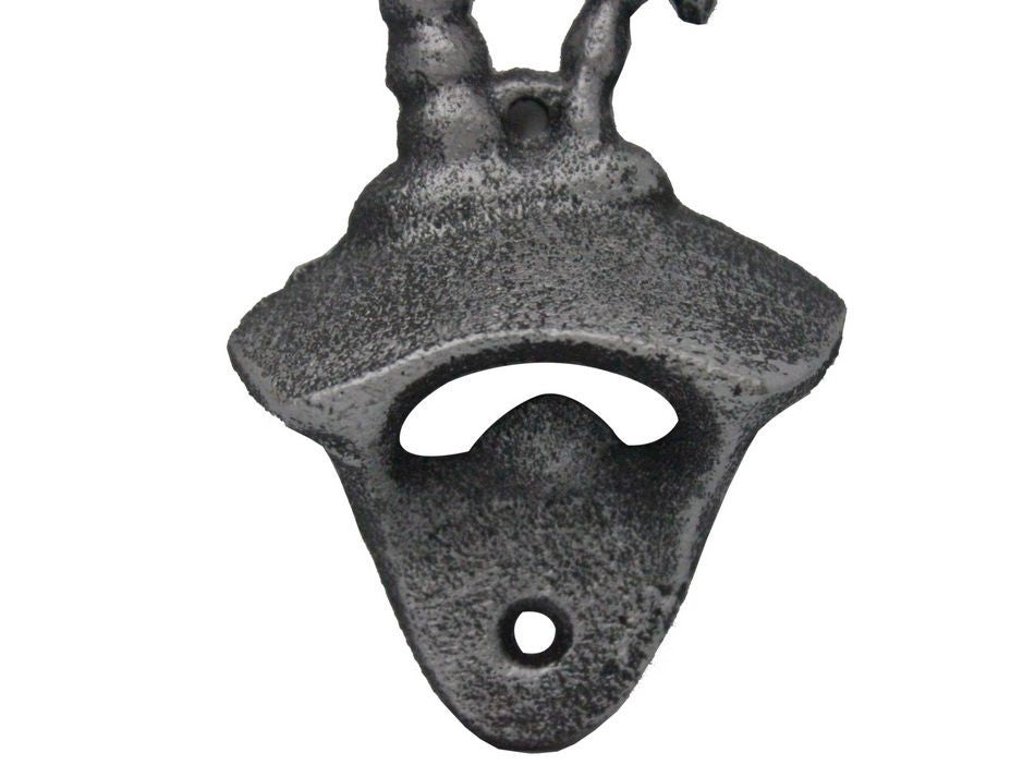 Rustic Silver Cast Iron Wall Mounted Palmtree Bottle Opener 6"