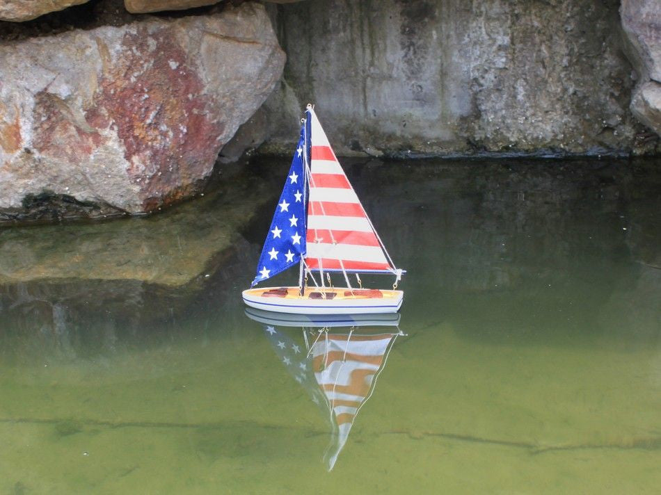 Wooden It Floats 12" - USA Floating Sailboat Model
