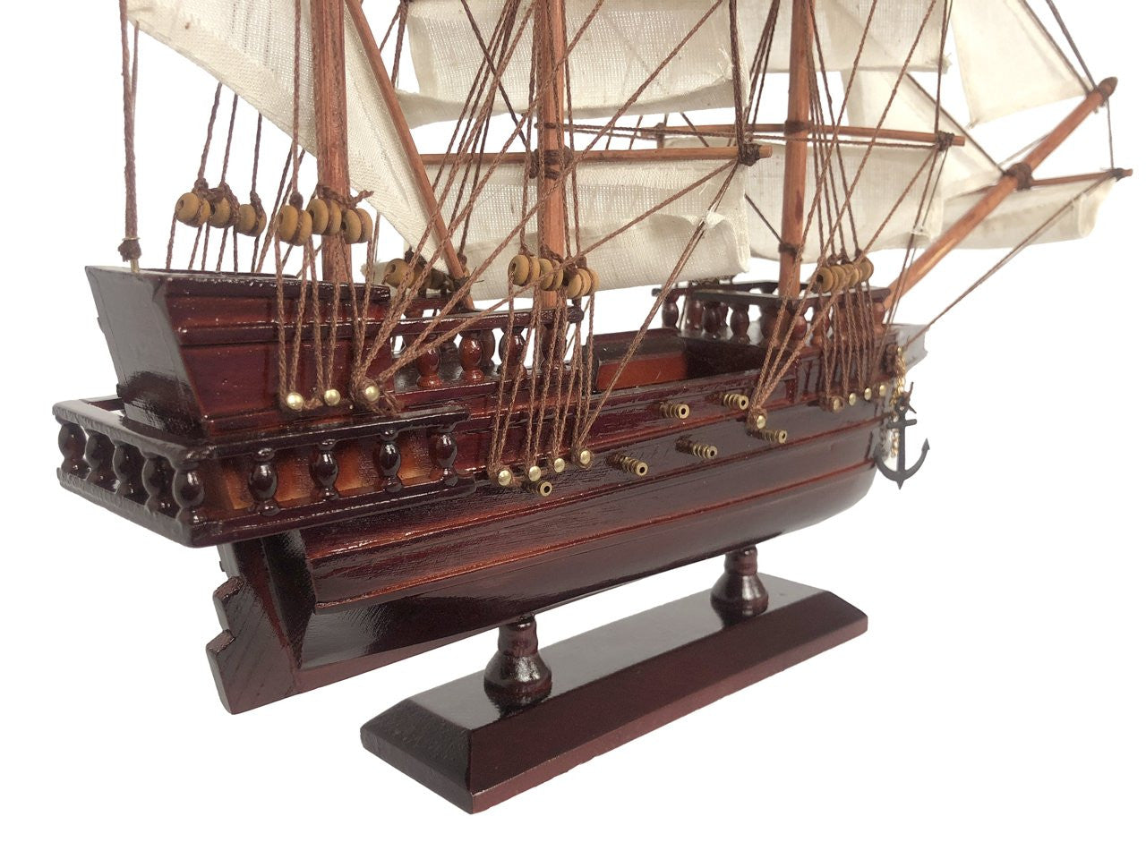 Wooden Blackbeard's Queen Anne's Revenge White Sails Pirate Ship Model 20"