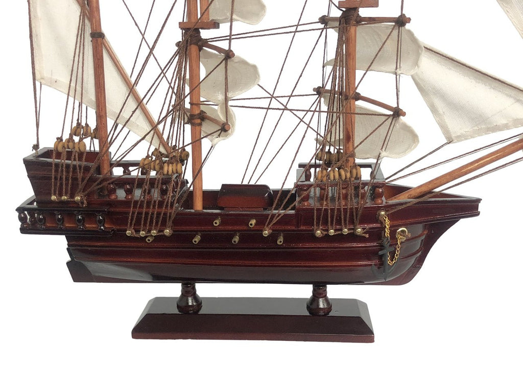 Wooden Caribbean Pirate White Sails Model Ship 15"