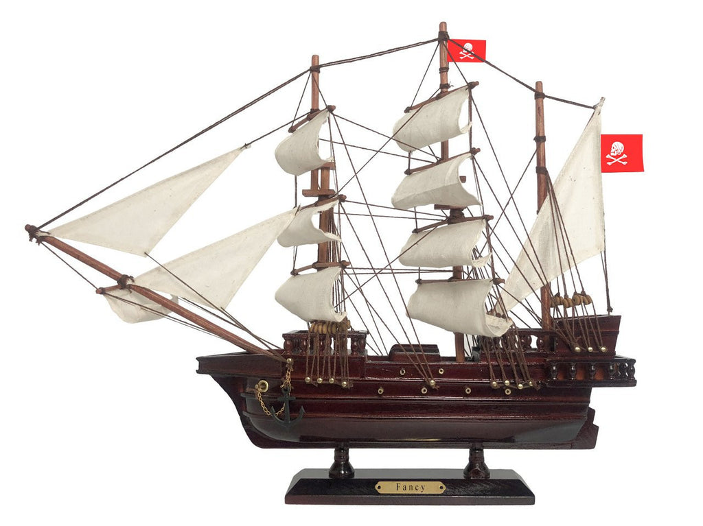 Wooden Henry Avery's Fancy White Sails Pirate Ship Model 20"