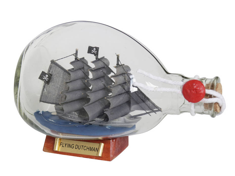 Flying Dutchman Pirate Ship in a Glass Bottle 7"