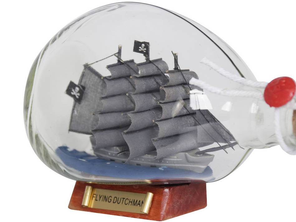 Flying Dutchman Pirate Ship in a Glass Bottle 7"