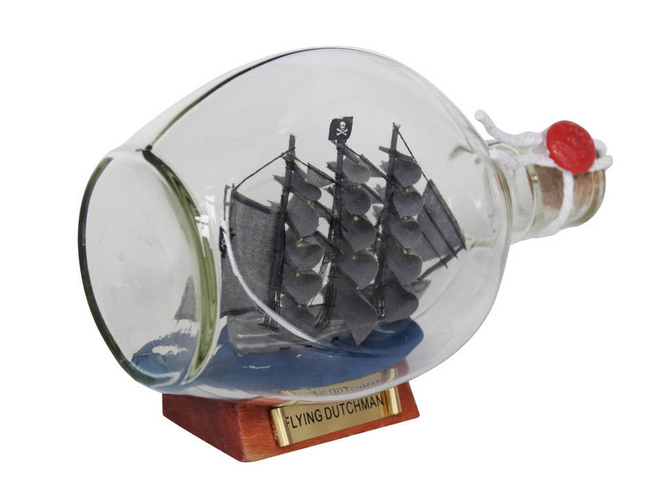 Flying Dutchman Pirate Ship in a Glass Bottle 7"