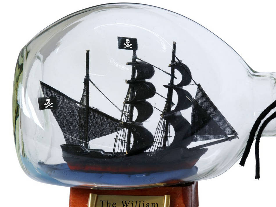 Calico Jack's The William Pirate Ship in a Bottle 7"