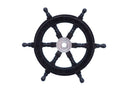 Deluxe Class Wood and Chrome Decorative Pirate Ship Steering Wheel 12"