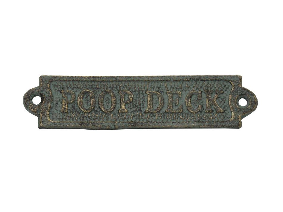 Antique Seaworn Bronze Cast Iron Poop Deck Sign 6"