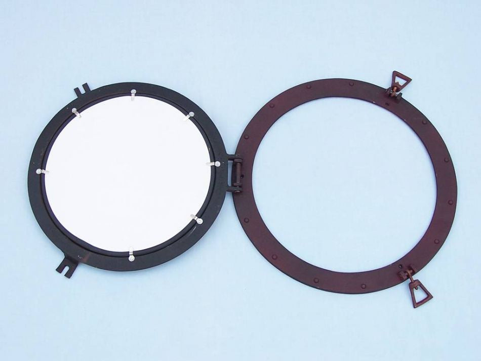 Rustic Aluminum Deluxe Class Decorative Ship Porthole Mirror 17"