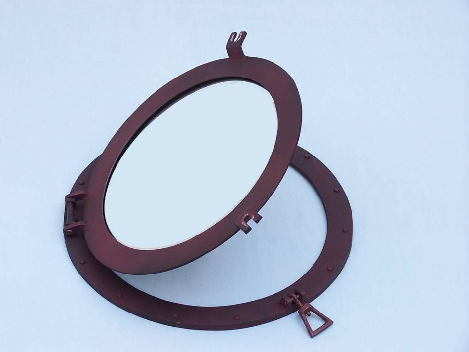 Rustic Aluminum Deluxe Class Decorative Ship Porthole Mirror 17"