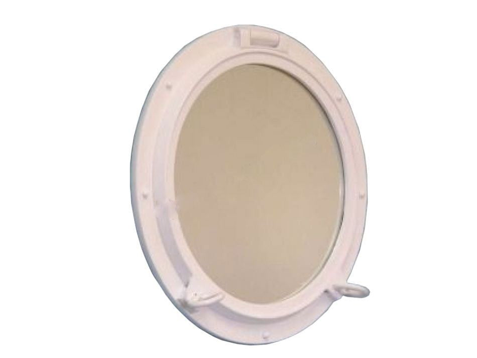 Gloss White Decorative Ship Porthole Mirror 24"