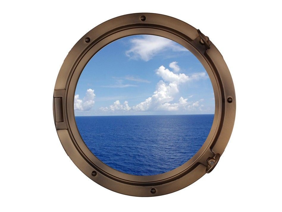 Bronzed Decorative Ship Porthole Window 24"