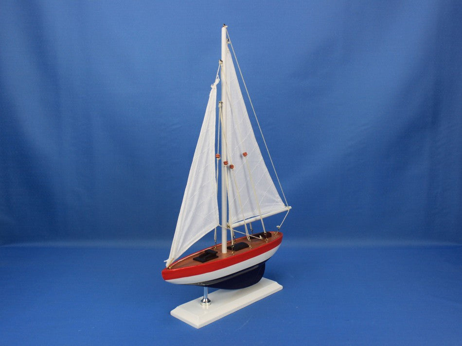 Wooden USA Sailer Model Sailboat Decoration 17"