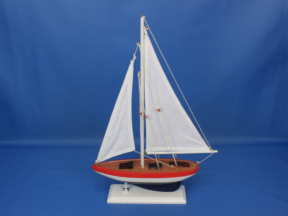 Wooden USA Sailer Model Sailboat Decoration 17"
