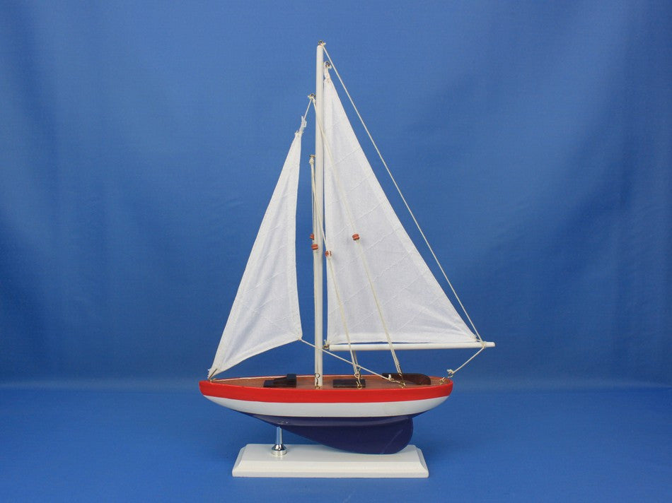 Wooden USA Sailer Model Sailboat Decoration 17"