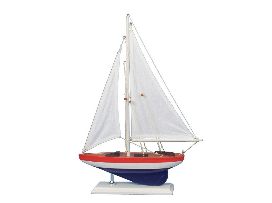 Wooden USA Sailer Model Sailboat Decoration 17"