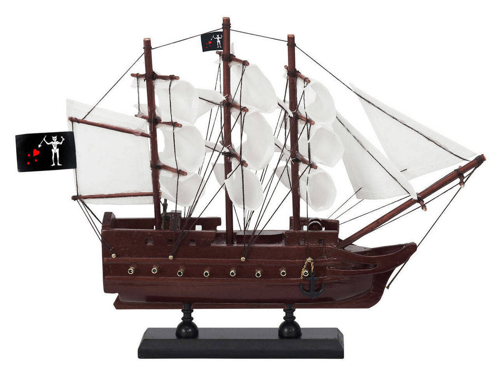 Wooden Blackbeard's Queen Annes Revenge White Sails Model Pirate Ship 12"