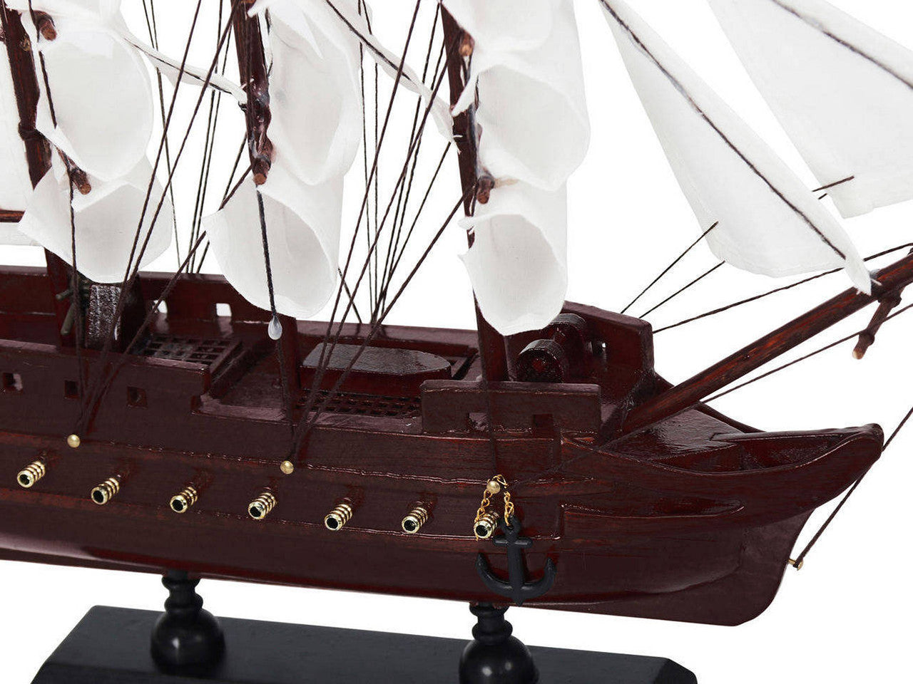 Wooden Blackbeard's Queen Annes Revenge White Sails Model Pirate Ship 12"