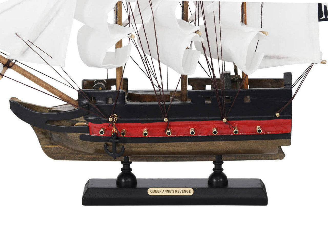 Wooden Blackbeard's Queen Annes Revenge White Sails Limited Model Pirate Ship 12"