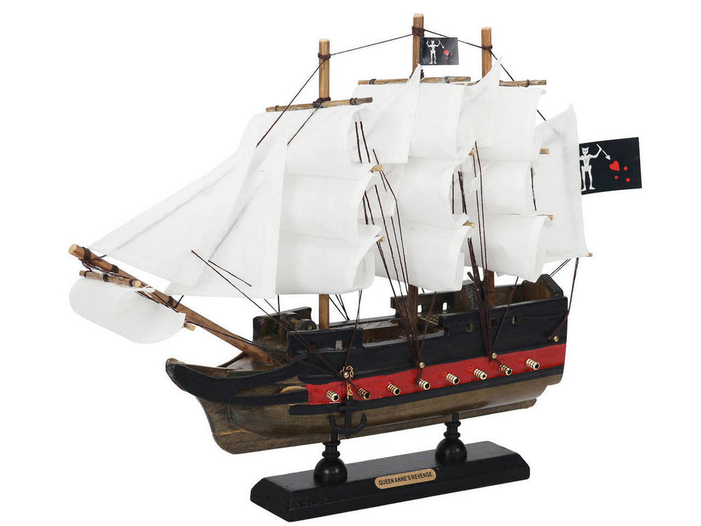 Wooden Blackbeard's Queen Annes Revenge White Sails Limited Model Pirate Ship 12"