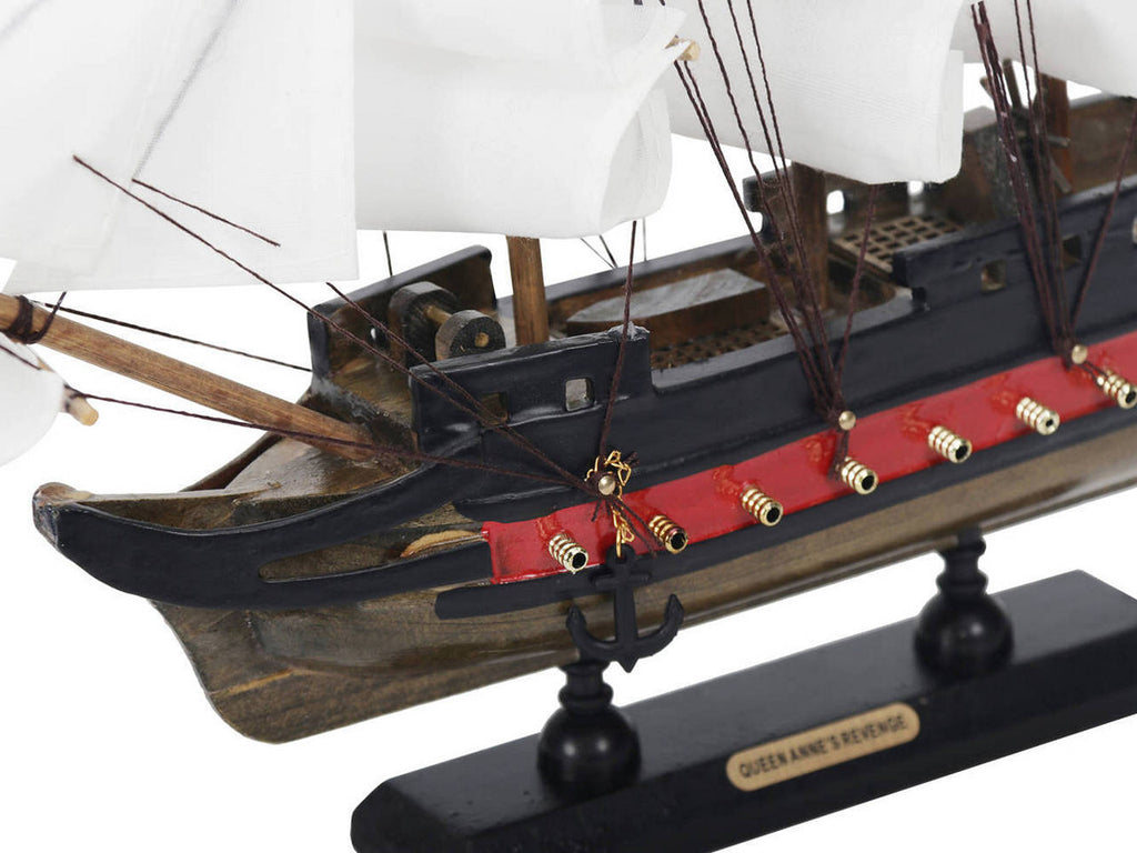 Wooden Blackbeard's Queen Annes Revenge White Sails Limited Model Pirate Ship 12"
