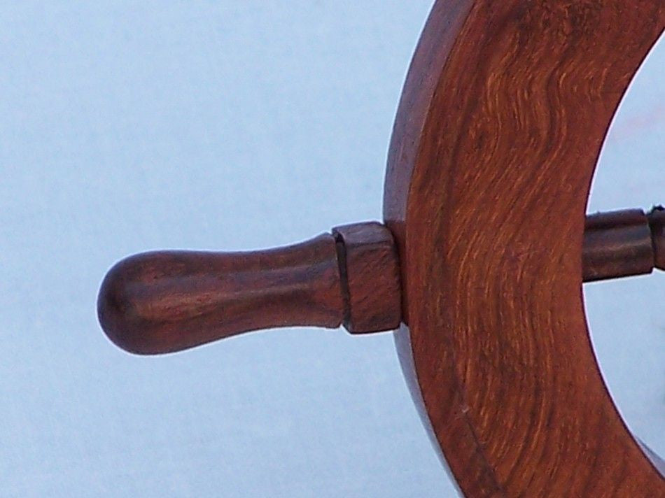 Deluxe Class Wood and Brass Decorative Ship Wheel 6"