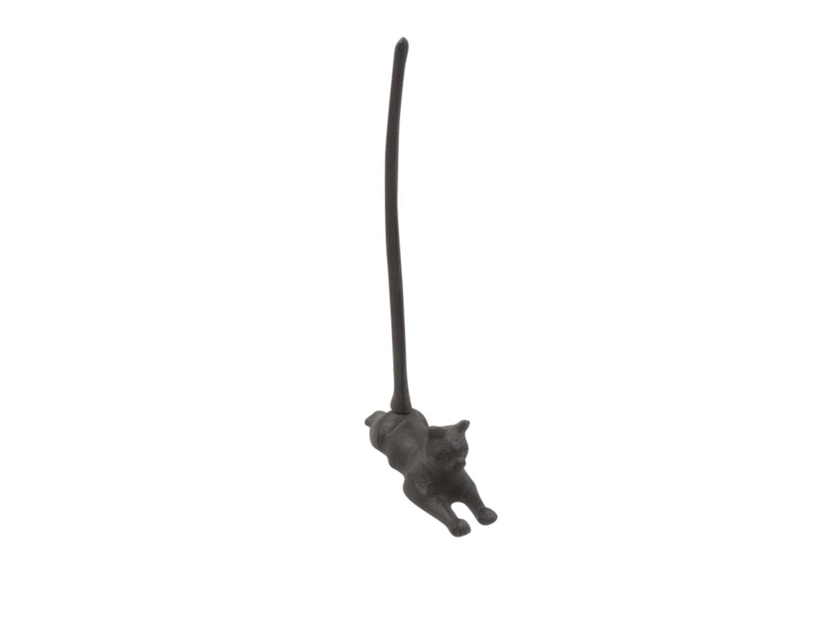 Cast Iron Sitting Cat Kitchen Paper Towel Holder 19"