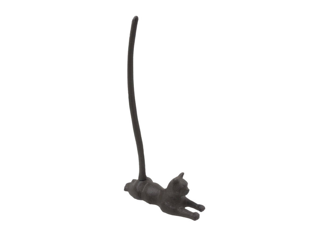 Cast Iron Sitting Cat Kitchen Paper Towel Holder 19"