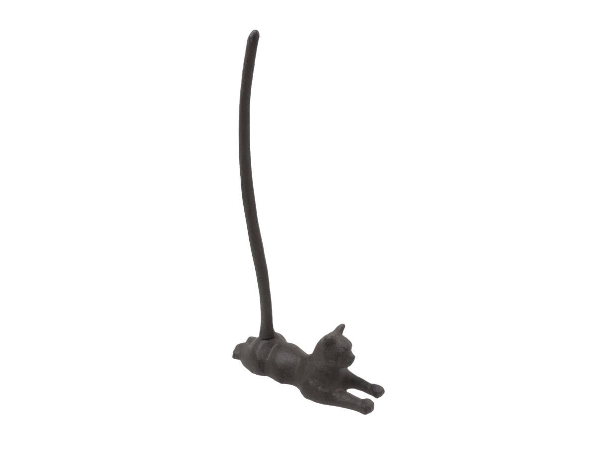 Cast Iron Sitting Cat Kitchen Paper Towel Holder 19"