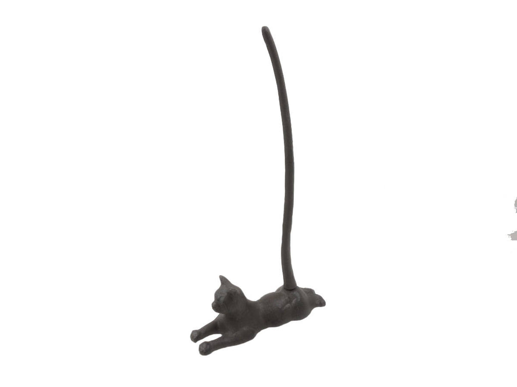 Cast Iron Sitting Cat Kitchen Paper Towel Holder 19"