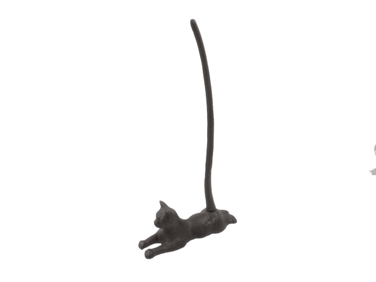 Cast Iron Sitting Cat Kitchen Paper Towel Holder 19"
