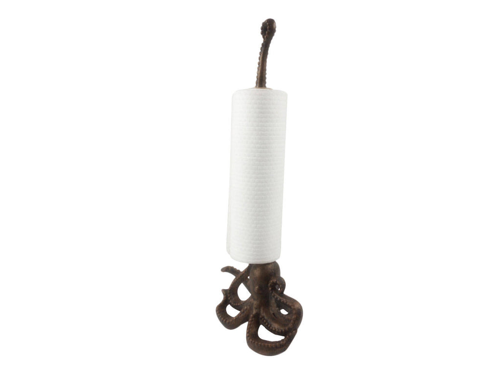 Rustic Copper Cast Iron Octopus Kitchen Paper Towel Holder 19"