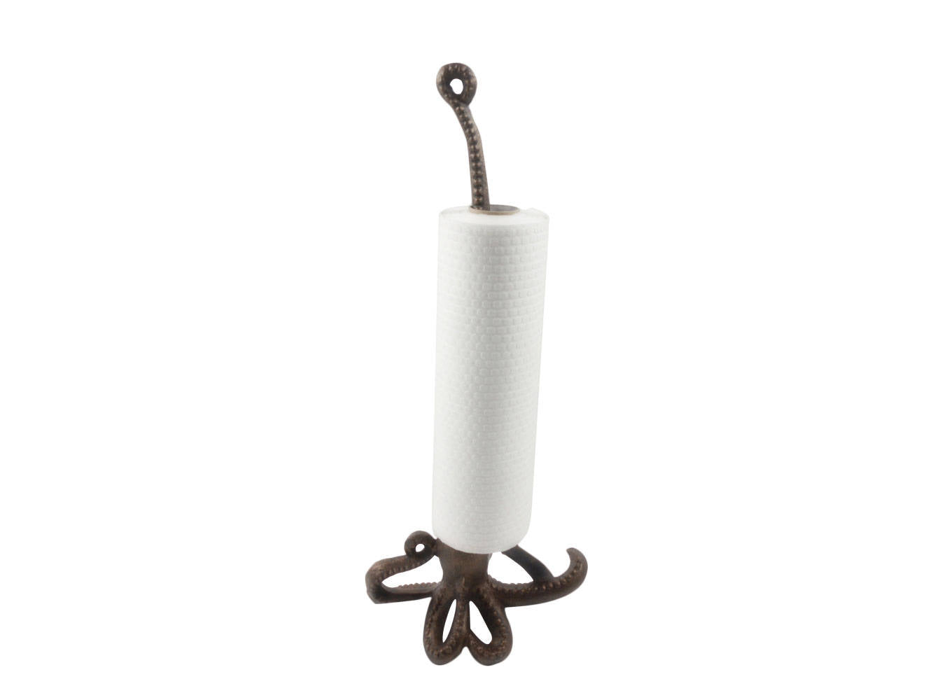 Rustic Copper Cast Iron Octopus Kitchen Paper Towel Holder 19"