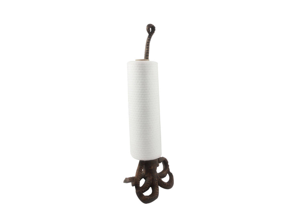 Rustic Copper Cast Iron Octopus Kitchen Paper Towel Holder 19"