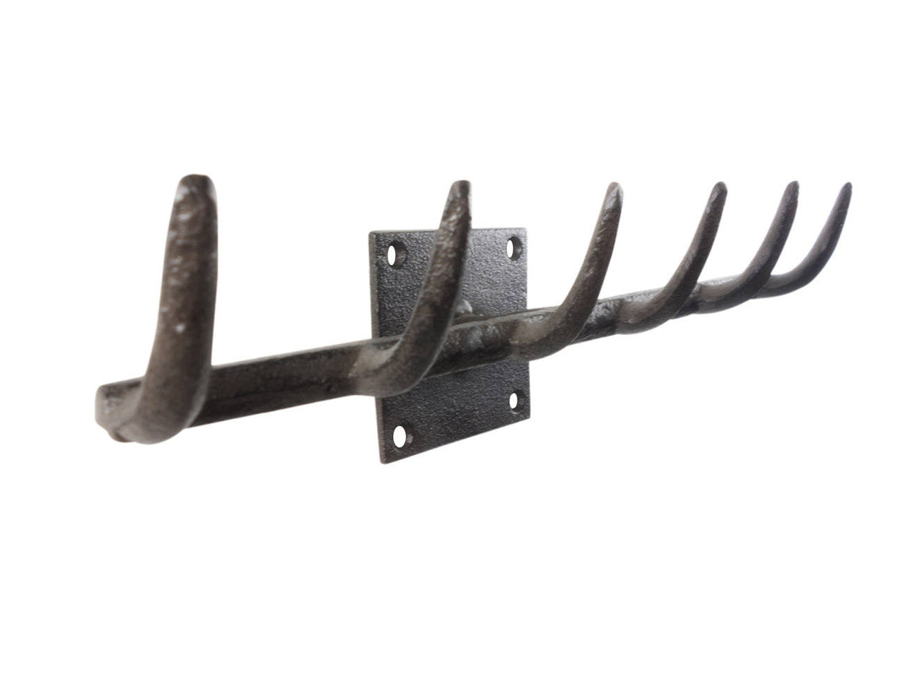 Cast Iron Garden Rake Decorative Metal Wall Hooks 11"