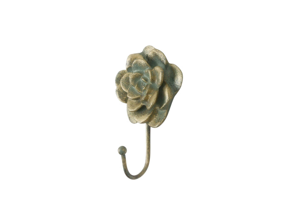 Antique Bronze Cast Iron Decorative Rose Hook 7"