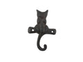 Cast Iron Cat on a Branch with Tail Decorative Metal Wall Hook 4"