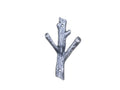 Rustic Silver Cast Iron Tree Branch Double Decorative Metal Wall Hooks 7.5"