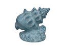 Light Blue Whitewashed Cast Iron Conch Shell Door Stopper 9"