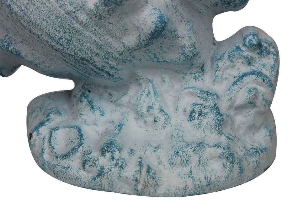 Light Blue Whitewashed Cast Iron Conch Shell Door Stopper 9"