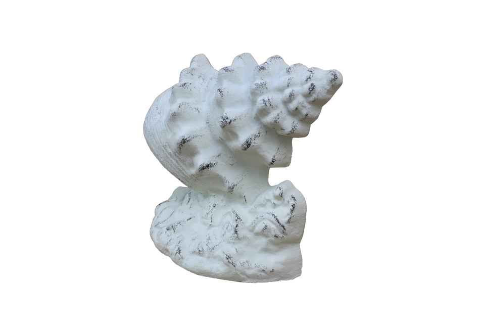 Whitewashed Cast Iron Conch Shell Door Stopper 9"