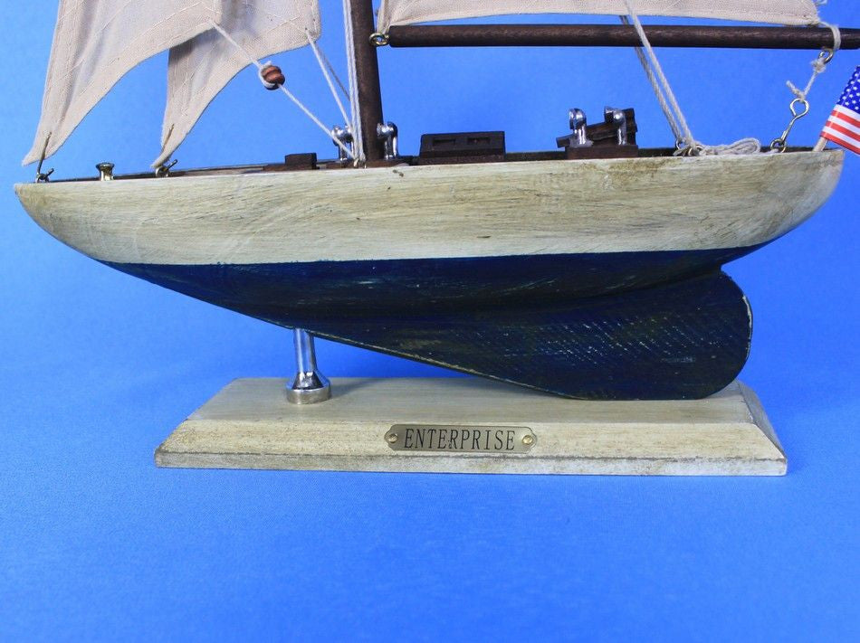 Wooden Rustic Enterprise Model Sailboat Decoration 16"