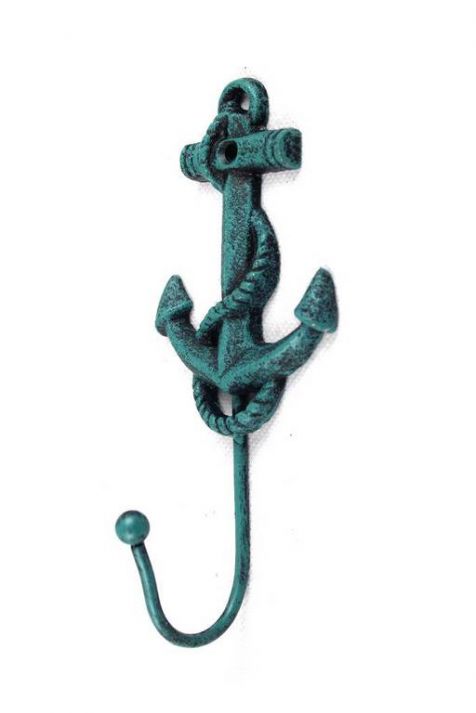 Seaworn Blue Cast Iron Anchor Hook 7"