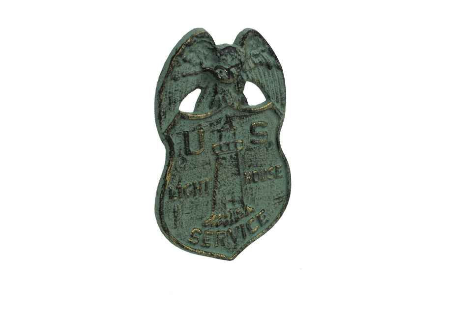Antique Seaworn Bronze Cast Iron US Lighthouse Service Sign 9"