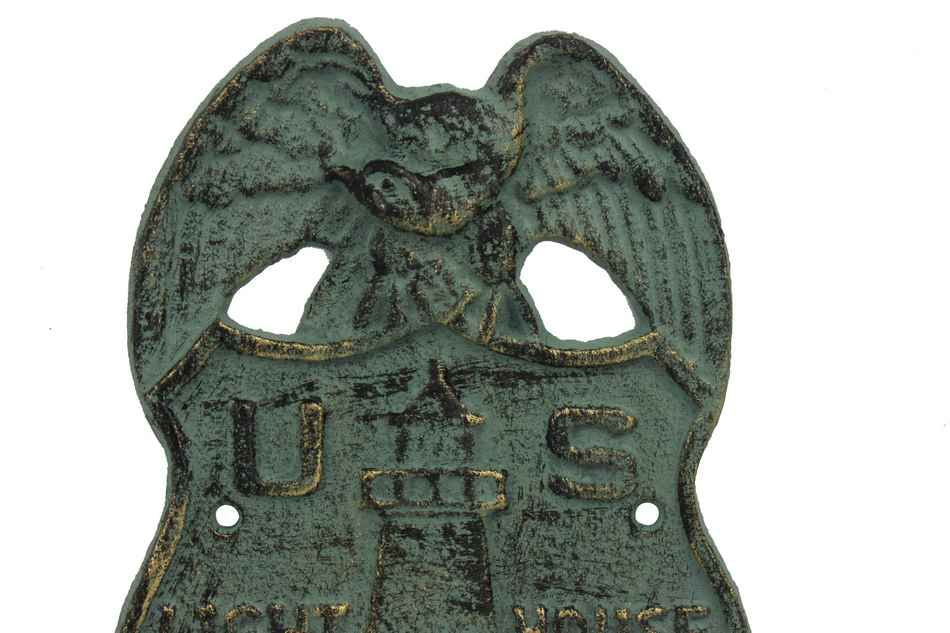 Antique Seaworn Bronze Cast Iron US Lighthouse Service Sign 9"