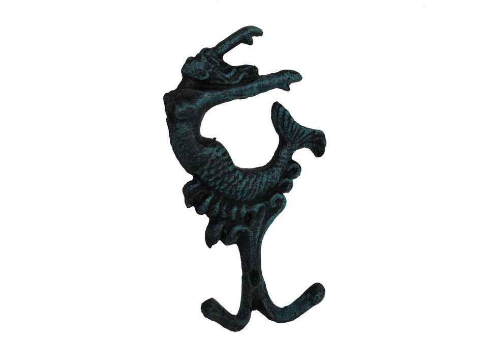 Seaworn Blue Cast Iron Mermaid Key Hook 6"