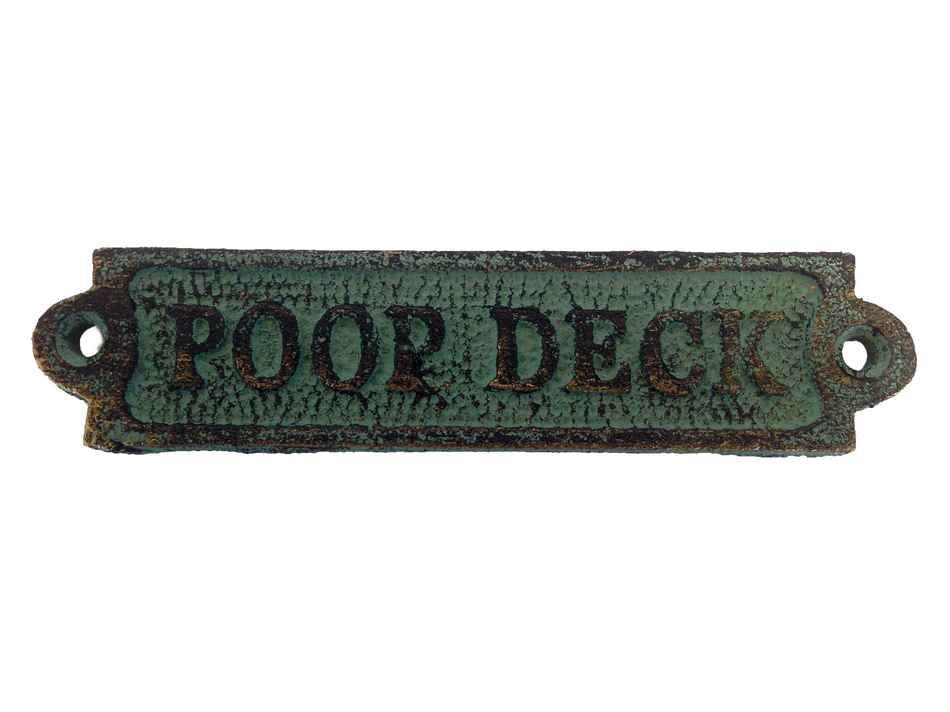 Antique Seaworn Bronze Cast Iron Poop Deck Sign 6"